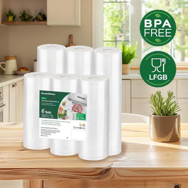 Alt view image 3 of 7 - Bonsenkitchen 8"x150' Food Vacuum Seal Roll Keeper with Cutter, Commercial Grade, BPA-Free, Ideal for Meal Prep, Sous Vide Cooking, and Long-Term Storage
