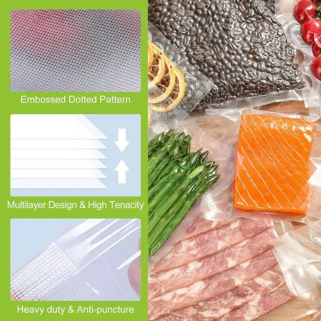 Alt view image 2 of 7 - Bonsenkitchen 8"x150' Food Vacuum Seal Roll Keeper with Cutter, Commercial Grade, BPA-Free, Ideal for Meal Prep, Sous Vide Cooking, and Long-Term Storage