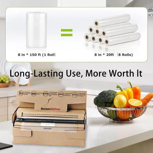 Alt view image 2 of 7 - Bonsenkitchen Premium Vacuum Sealer Bags, 100 Pint 6"x10": BPA-Free, Thick Embossed & Textured Design for Optimal Food Storage & Sous Vide Cooking
