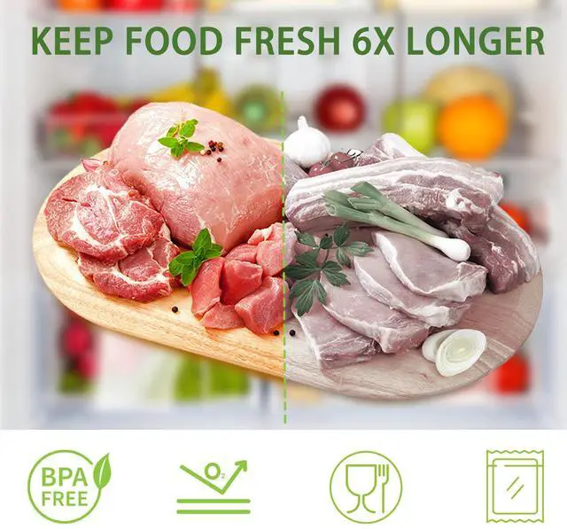 Alt view image 3 of 6 - Bonsenkitchen Vacuum Sealer Rolls, 8"x50' 2-Pack, BPA-Free, Heavy-Duty Commercial Grade, Customizable for Food Storage & Sous Vide Cooking
