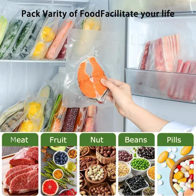 Alt view image 4 of 6 - Bonsenkitchen Vacuum Sealer Rolls, 8"x50' 2-Pack, BPA-Free, Heavy-Duty Commercial Grade, Customizable for Food Storage & Sous Vide Cooking