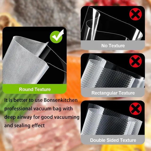Alt view image 3 of 6 - Bonsenkitchen Vacuum Sealer Machine, Stainless Steel Food Sealer with 8-in-1 System & 6 Modes, Built in Cutter & Bag Storage, Starter Kit, Bright Silver