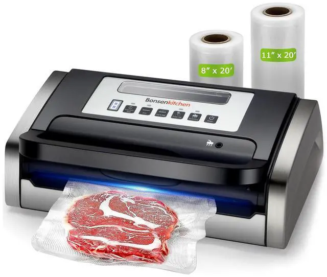 Main image of Bonsenkitchen Vacuum Sealer Machine, Globefish Tech for Perfect Sealing, Low Noise with Easy Handle, Built in Cutter & Bag Storage, Includes 2 Bag Rolls