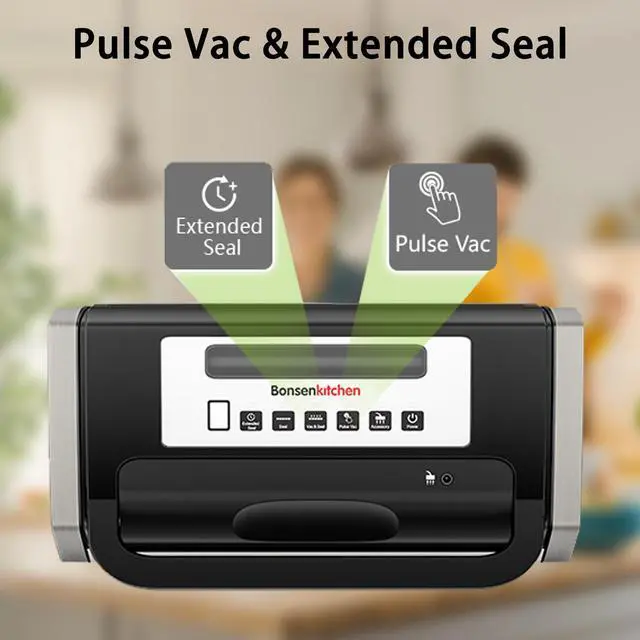 Alt view image 4 of 6 - Bonsenkitchen Vacuum Sealer Machine, Globefish Tech for Perfect Sealing, Low Noise with Easy Handle, Built in Cutter & Bag Storage, Includes 2 Bag Rolls