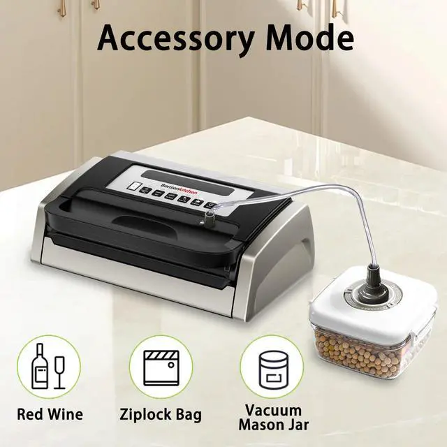 Alt view image 5 of 6 - Bonsenkitchen Vacuum Sealer Machine, Globefish Tech for Perfect Sealing, Low Noise with Easy Handle, Built in Cutter & Bag Storage, Includes 2 Bag Rolls