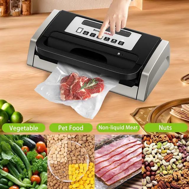 Alt view image 3 of 6 - Bonsenkitchen Vacuum Sealer Machine, Globefish Tech for Perfect Sealing, Low Noise with Easy Handle, Built in Cutter & Bag Storage, Includes 2 Bag Rolls
