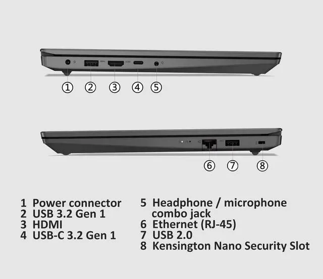 Alt view image 4 of 5 - Lenovo V-Series V15 Business Laptop, 15.6" FHD 1920*1080, Intel Core i7 1255U, Intel Iris Xe Graphics, 16GB RAM, 512GB PCIe M.2 SSD, Wi-Fi, HDMI, Webcam, Windows 11 Pro, Grey