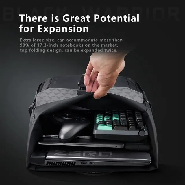 Alt view image 2 of 7 - Thunderobot Dark Warrior Pro 17.3" Gaming Laptop Backpack, Travel Computer Bag, Water-Resistant, Anti-Scratch, Large Capacity, Business Casual, Black