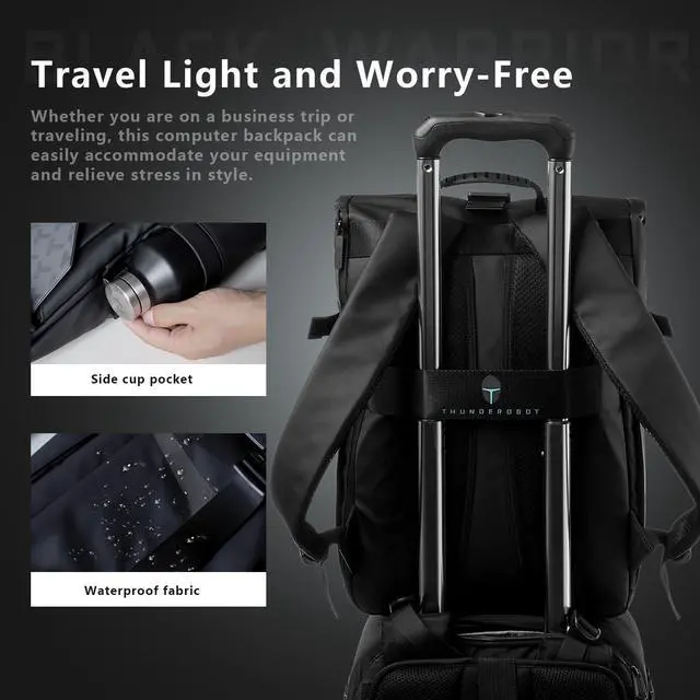 Alt view image 3 of 7 - Thunderobot Dark Warrior Pro 17.3" Gaming Laptop Backpack, Travel Computer Bag, Water-Resistant, Anti-Scratch, Large Capacity, Business Casual, Black