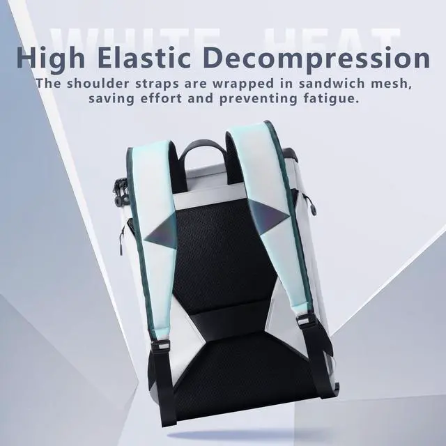 Alt view image 4 of 6 - Thunderobot Plus 17.3 Inch Laptop Backpack, Gaming & Business Backpack for Men, Anti-Wear Travel Bookbag, White