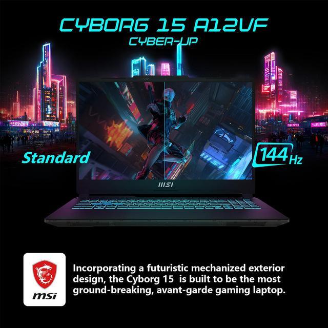 Alt view image 2 of 7 - MSI Cyborg 15 Gaming Laptop, 15.6 FHD 144Hz, Intel i7-12650H, NVIDIA RTX 4060, 32GB DDR5 RAM, 1TB SSD, Wi-Fi 6, Windows 11 Home, Black