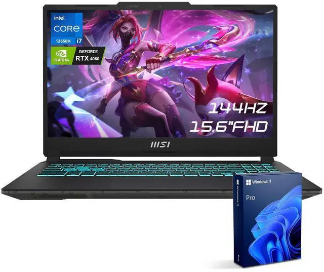 Main image of MSI Cyborg 15 Gaming Laptop, 15.6 FHD 144Hz, Intel i7-12650H, NVIDIA RTX 4060, 32GB DDR5 RAM, 1TB SSD, Wi-Fi 6, Windows 11 Pro, Black
