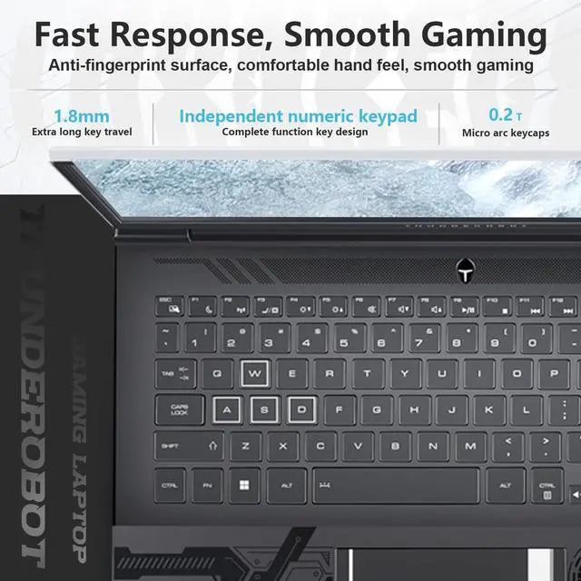 Alt view image 5 of 7 - Thunderobot ZERO 16 Gaming Laptop, 16" WQXGA 240Hz, Intel Core i9-14900HX, GeForce RTX 4080, 32GB DDR5 RAM, 1TB SSD, RGB Backlit Keyboard, Wi-Fi 6, Win 11 Home, White