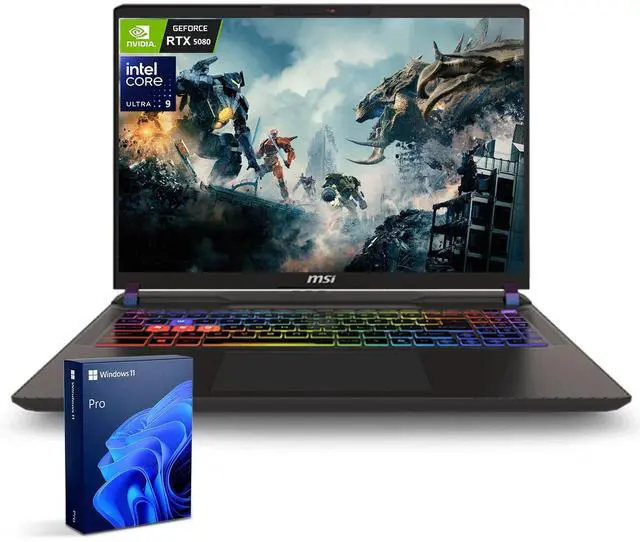 Main image of MSI Vector 16 HX RTX 5080 AI Gaming Laptop, 16" QHD+ 240Hz Display, Intel Ultra 9 275HX, NVIDIA GeForce RTX 5080, 32GB DDR5 RAM, 1TB SSD, Wi-Fi 6, RGB Backlit Keyboard, Window 11 Pro, Gray