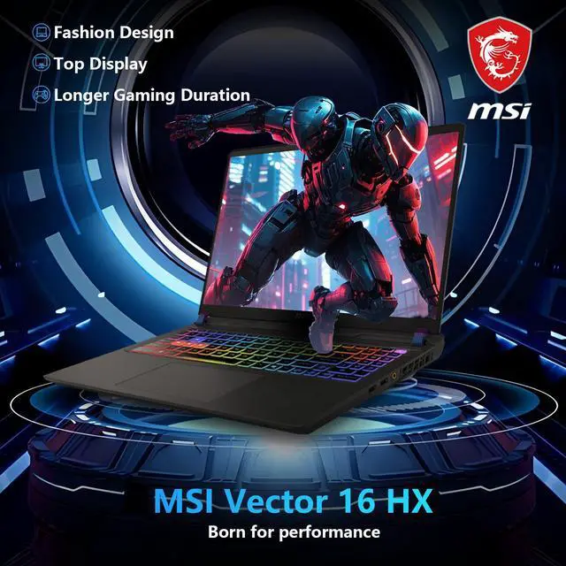 Alt view image 2 of 7 - MSI Vector 16 HX RTX 5080 AI Gaming Laptop, 16" QHD+ 240Hz Display, Intel Ultra 9 275HX, NVIDIA GeForce RTX 5080, 32GB DDR5 RAM, 1TB SSD, Wi-Fi 6, RGB Backlit Keyboard, Window 11 Pro, Gray