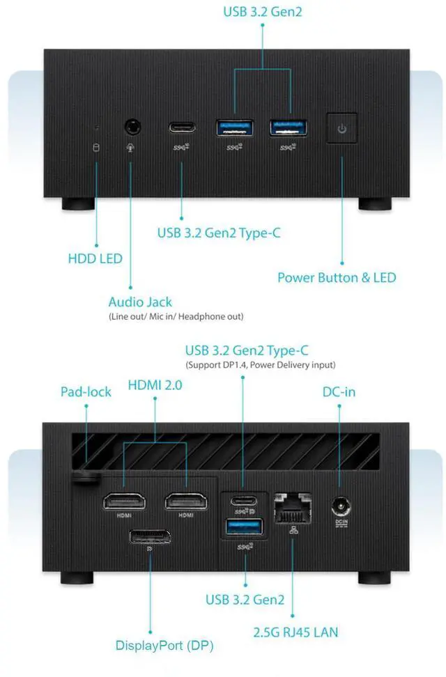 Alt view image 7 of 7 - ASUS ExpertCenter PN64 Mini Business Desktop, Intel Core i5-13500H, 64GB DDR5, 1TB SSD, 4K Quad Display Support, HDMI/DP/USB-C, Wi-Fi 6, Windows 11 Pro, Black