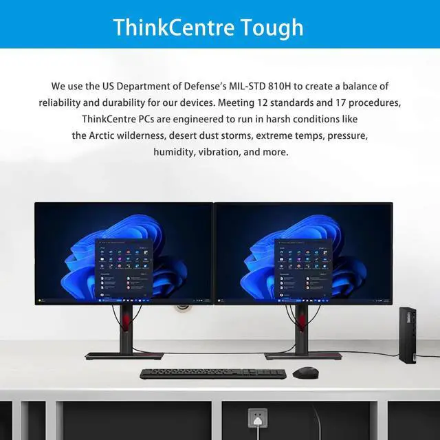 Alt view image 6 of 7 - Lenovo ThinkCentre M70q Tiny Business Desktop, Intel Core i5-14400T, 16GB DDR5, 512GB SSD, HDMI, DP, Wi-Fi 6E, Support 3-Monitor 4K, Wired KB & Mouse, Windows 11 Pro, Black