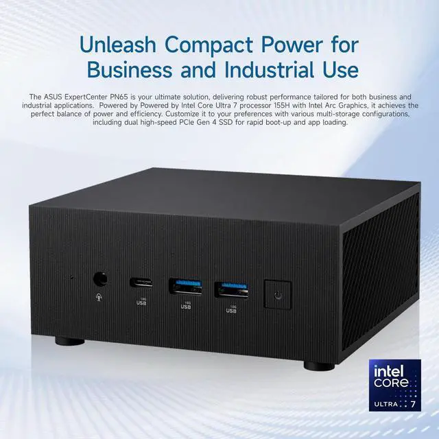 Alt view image 2 of 7 - ASUS ExpertCenter PN65 Business Mini Desktop, Intel Core Ultra 7 155H, 32GB DDR5 RAM, 1TB PCIe SSD, HDMI, RJ-45, Wi-Fi 7, Windows 11 Pro, Black