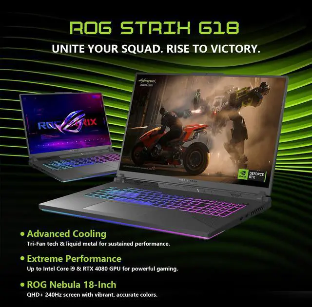 Alt view image 2 of 7 - ASUS ROG Strix G18 Pro Gaming Laptop, 18" 2.5K 240Hz/3ms Nebula Display, AMD Ryzen 9 8940HX, NVIDIA RTX 5070 with ROG Boost & Cooling, 64GB DDR5, 2TB SSD, RGB Backlit KB, Aura Sync Light Bar, Win11 P