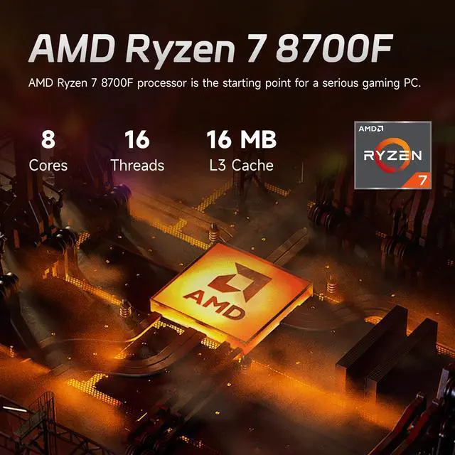 Alt view image 2 of 7 - HP OMEN 16L RTX 5060 Gaming Desktop, AMD Ryzen 7 8700F, NVIDIA RTX 5060,16GB DDR5 RAM, 1TB SSD, DP, RJ-45, Wi-Fi 6, W11 Home, Black