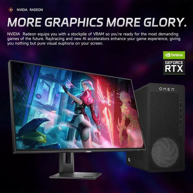Alt view image 3 of 7 - HP OMEN 16L RTX 5060 Gaming Desktop, AMD Ryzen 7 8700F, NVIDIA RTX 5060,16GB DDR5 RAM, 1TB SSD, DP, RJ-45, Wi-Fi 6, W11 Home, Black
