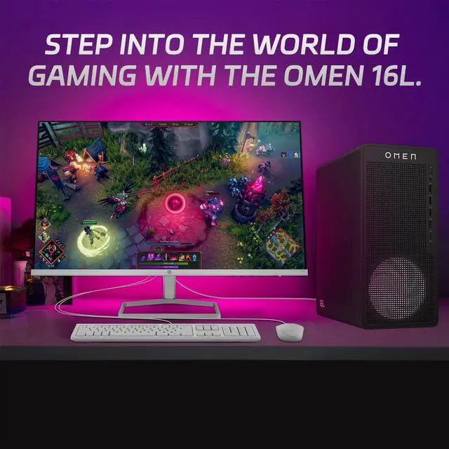 Alt view image 6 of 7 - HP OMEN 16L RTX 5060 Gaming Desktop, AMD Ryzen 7 8700F, NVIDIA RTX 5060,16GB DDR5 RAM, 1TB SSD, DP, RJ-45, Wi-Fi 6, W11 Home, Black