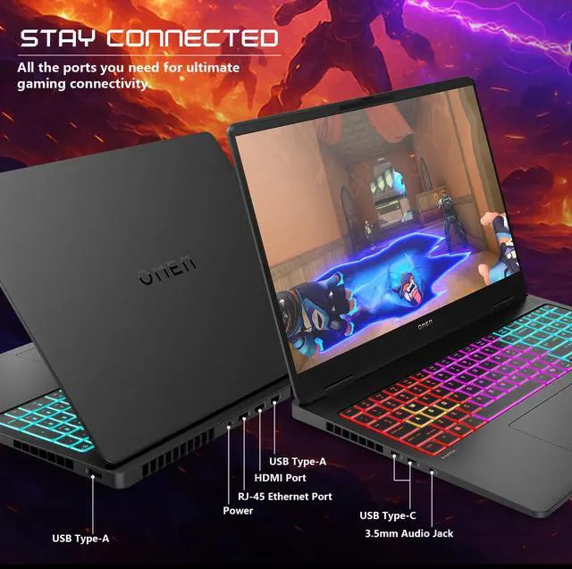 Alt view image 6 of 7 - HP OMEN MAX 16 2025 CES Awarded Gaming Laptop 16" 2.5K(2560*1600) 240Hz, AMD Ryzen AI 9 HX 375(Beats Intel i9), NVIDIA RTX 5070, 32GB DDR5, 1TB SSD, RGB Backlit Keyboard, Wi-Fi 7, Windows 11 Home