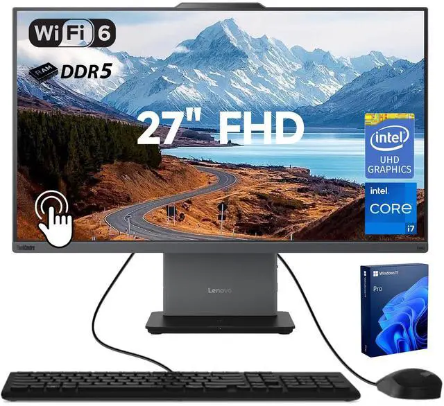 Main image of Lenovo ThinkCentre 27" All-in-One, Intel Core i7-13620H, 16GB DDR5 RAM, 1TB SSD, Windows 11 Pro, Black