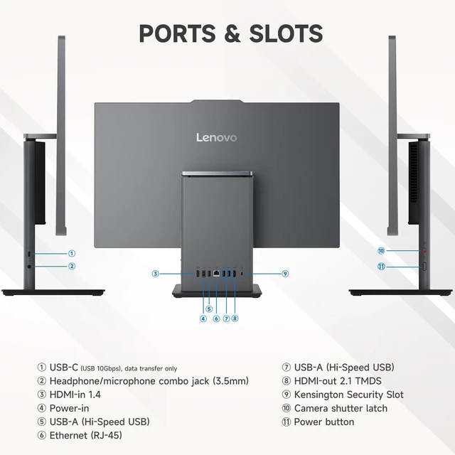Alt view image 7 of 7 - Lenovo ThinkCentre 27" All-in-One, Intel Core i7-13620H, 16GB DDR5 RAM, 1TB SSD, Windows 11 Pro, Black