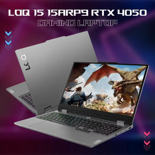 Alt view image 2 of 7 - Lenovo LOQ 15.6" FHD 144Hz Ryzen 7 RTX 4060 Gaming Laptop, AMD Ryzen 7 7435HS, NVIDIA GeForce RTX 4060, 16GB DDR5 RAM, 1TB SSD, RJ-45, Backlit KB, Wi-Fi 6, Windows 11 Home, Grey
