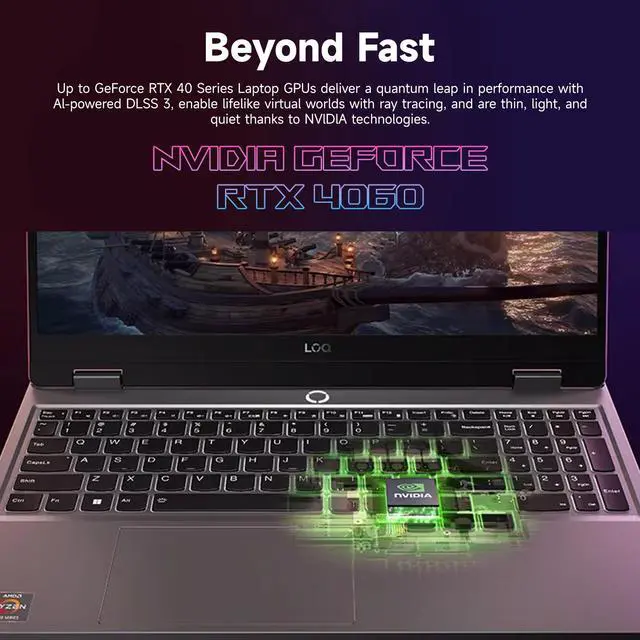 Alt view image 4 of 7 - Lenovo LOQ 15.6" FHD 144Hz Ryzen 7 RTX 4060 Gaming Laptop, AMD Ryzen 7 7435HS, NVIDIA GeForce RTX 4060, 16GB DDR5 RAM, 1TB SSD, RJ-45, Backlit KB, Wi-Fi 6, Windows 11 Home, Grey