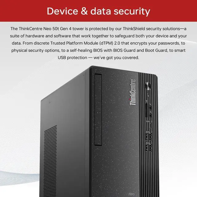 Alt view image 5 of 6 - Lenovo ThinkCentre neo 50t Business Tower Desktop, Intel Core i3-13100, 16GB DDR5 RAM, 1TB SSD, Wi-Fi, Windows 11 Pro, Black