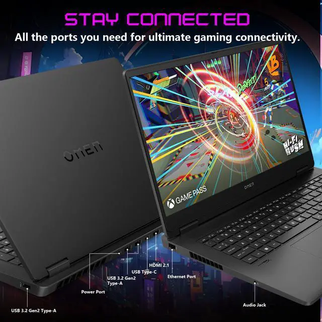 Alt view image 6 of 7 - HP OMEN 17.3" AI-Boosted FPS FHD 144Hz IPS Gaming Laptop, AMD Ryzen AI 9 365(Beats i9), NIVIDIA GeForce RTX 5060, 16GB DDR5, 1TB SSD, RGB Backlit KB, Wi-Fi 6, EyeSafe Low Blue Light, Windows 11 Home
