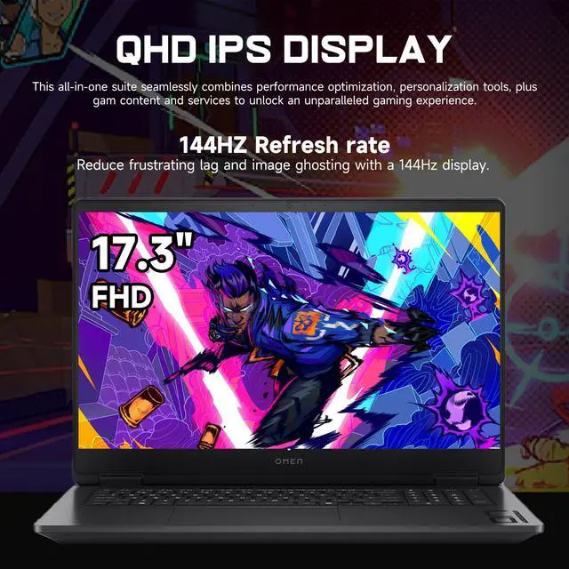 Alt view image 4 of 7 - HP OMEN 17.3 RTX 5070 AI Gaming Laptop, 17.3" FHD IPS 144Hz, AMD Ryzen AI 9 365, NVIDIA GeForce RTX 5070, 64GB DDR5 RAM, 2TB SSD, RGB Backlit KB, Low Blue Light, Wi-Fi 6, W11H