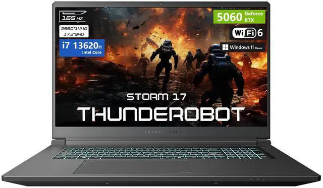 Main image of Thunderobot Storm 17 Gaming Laptop, 17.3" QHD 165Hz, Intel Core i7-13620H, GeForce RTX 5060, 32GB DDR5,1TB SSD, Wi-Fi 6, Windows 11 Home