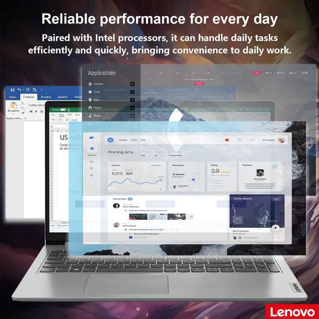 Alt view image 3 of 7 - Lenovo IdeaPad 2025 Laptop, 15.6 FHD Anti-Glare, Intel 4-Core CPU, 8GB RAM, 256GB SSD, Wi-Fi 6, 10HR Battery, Win11, 1 Yr ADP + Office 365 w/1TB Cloud Storage, Student & Home Use