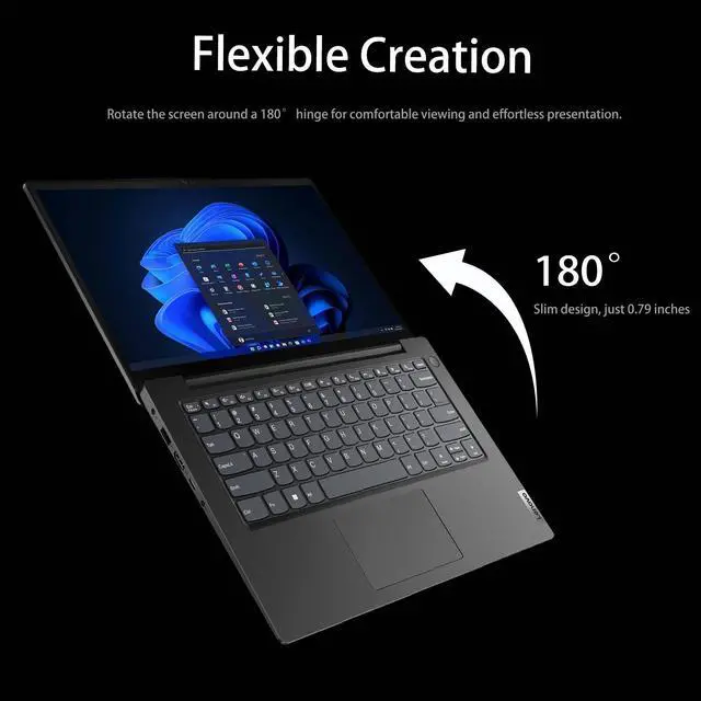 Alt view image 6 of 7 - Lenovo V-Series V14 G4 Business Laptop, 14" FHD, Intel Core i7-1355U, 16GB RAM, 1TB SSD, Webcam with Privacy Shutter, Wi-Fi 6, HDMI, Windows 11 Pro, Black