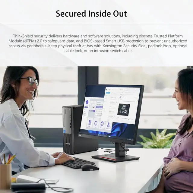 Alt view image 4 of 6 - Lenovo ThinkCentre Neo 50s SFF Business Desktop, Intel Core i5-14400, 16GB DDR5, 512GB SSD, DVD-RW, Wi-Fi 6, Wired Keyboard & Mouse, Windows 11 Pro, Black