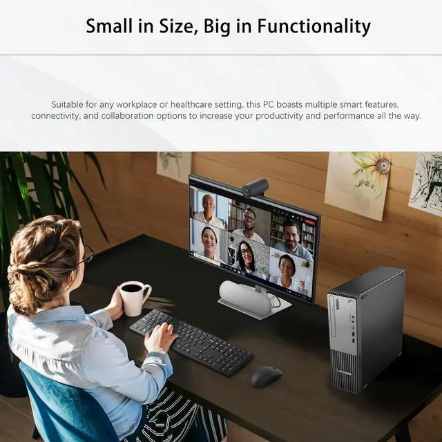 Alt view image 3 of 6 - Lenovo ThinkCentre Neo 50s SFF Business Desktop, Intel Core i5-14400, 16GB DDR5, 512GB SSD, DVD-RW, Wi-Fi 6, Wired Keyboard & Mouse, Windows 11 Pro, Black