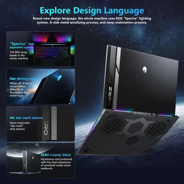 Alt view image 4 of 7 - THUNDEROBOT Zero 18 Pro Laptop, 18" QHD+, 240Hz Hummingbird Display, Intel Ultra 9 275HX, GeForce RTX 5070Ti, 64GB DDR5 RAM, 4TB SSD, Wi-Fi 6E