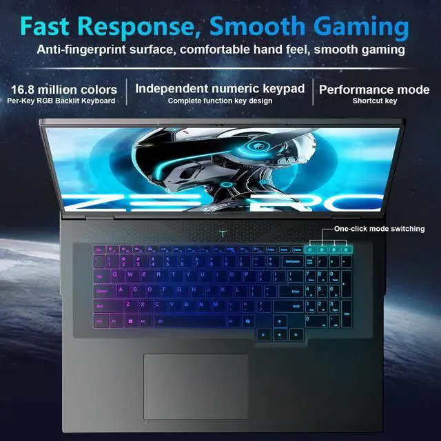 Alt view image 7 of 7 - THUNDEROBOT Zero 18 Pro Laptop, 18" QHD+, 240Hz Hummingbird Display, Intel Ultra 9 275HX, GeForce RTX 5090, 32GB DDR5 RAM, 1TB SSD, Wi-Fi 6E