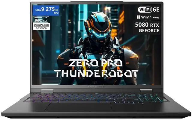 Main image of Thunderobot Zero 16 Pro 5080 Gaming Laptop, 16" QHD+ 360Hz Hummingbird Display, Core Ultra 9 275HX, GeForce RTX 5070 Ti, 32GB DDR5, 1TB SSD, Per-Key RGB, FHD IR Camera, Wi-Fi 6E, Win 11 Home