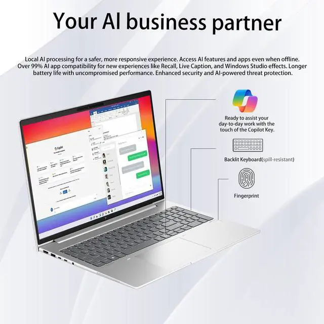 Alt view image 5 of 7 - HP Elitebook 660 G11 Business Copilot AI Laptop, 16" FHD+, Intel Core Ultra 7 165U vPro, 32GB DDR5, 1TB SSD, Wi-Fi 6E, Fingerprint, Win 11 Pro, Silver