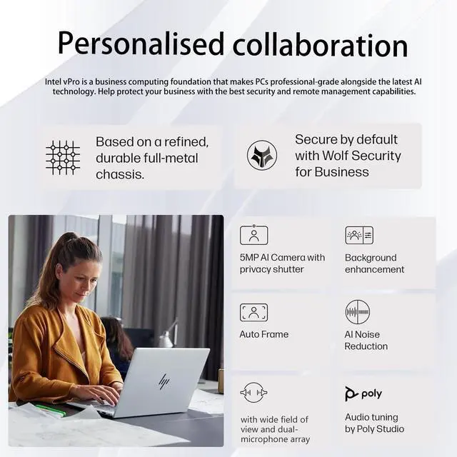 Alt view image 6 of 7 - HP Elitebook 660 G11 Business Copilot AI Laptop, 16" FHD+, Intel Core Ultra 7 165U vPro, 32GB DDR5, 1TB SSD, Wi-Fi 6E, Fingerprint, Win 11 Pro, Silver