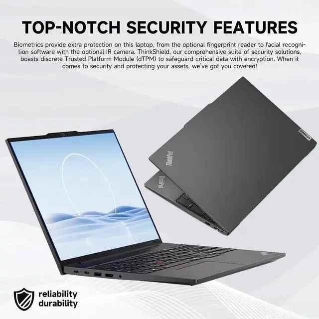 Alt view image 7 of 7 - Lenovo ThinkPad E16 Gen 2 Business Laptop, 16" FHD+ Touchscreen 60Hz, AMD Ryzen 5 7535U, 16GB DDR5, 512GB SSD, Wi-Fi 6, Windows 11 Pro, Black