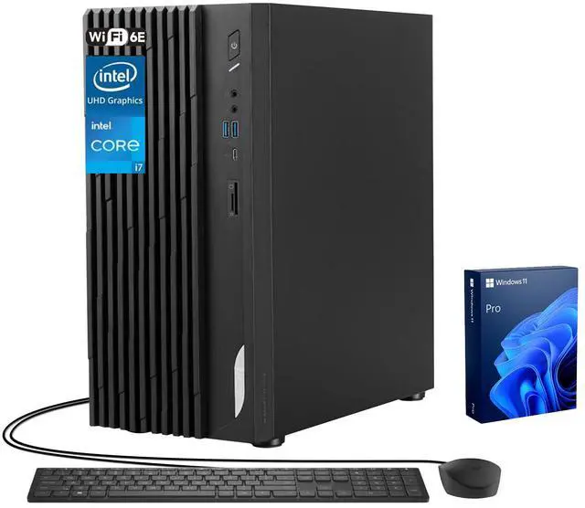 Main image of MSI PRO DP180 Business Desktop, Intel i7-13700, 16GB RAM, 512GB SSD, Wired Keyboard & Mouse, Wi-Fi 6E, Windows 11 Pro, Black