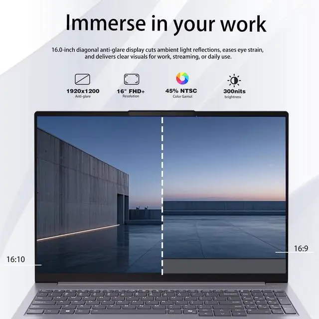 Alt view image 4 of 7 - Lenovo ThinkBook 16 Business Laptop, 16 FHD+, AMD Ryzen 5 7533HS, 32GB DDR5, 1TB SSD, Wi-Fi 6, Fingerprint, SD Card Reader, , Windows 11 Pro, Grey