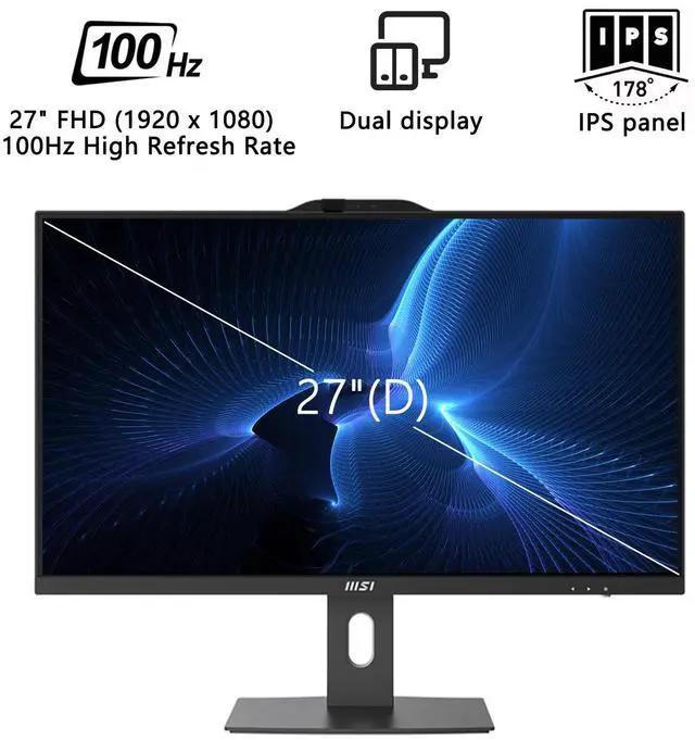 Alt view image 3 of 7 - MSI PRO AM272P Business All-in-One, 27" FHD (1920 x 1080) , Intel Core i5-14400, 64GB DDR5 RAM, 1TB SSD, Wi-Fi 6E, IR FHD Webcam, HDMI, Windows 11 Pro, Black