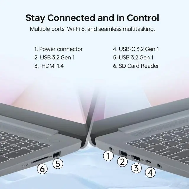 Alt view image 6 of 7 - Lenovo IdeaPad Slim 3 Business Laptop, 15.6" FHD, AMD Ryzen 7 5825U, 16GB Onboard RAM, 512GB SSD, Wi-Fi 6, Webcam, Backlit, W11 Pro, Copilot & AI ProductivityD