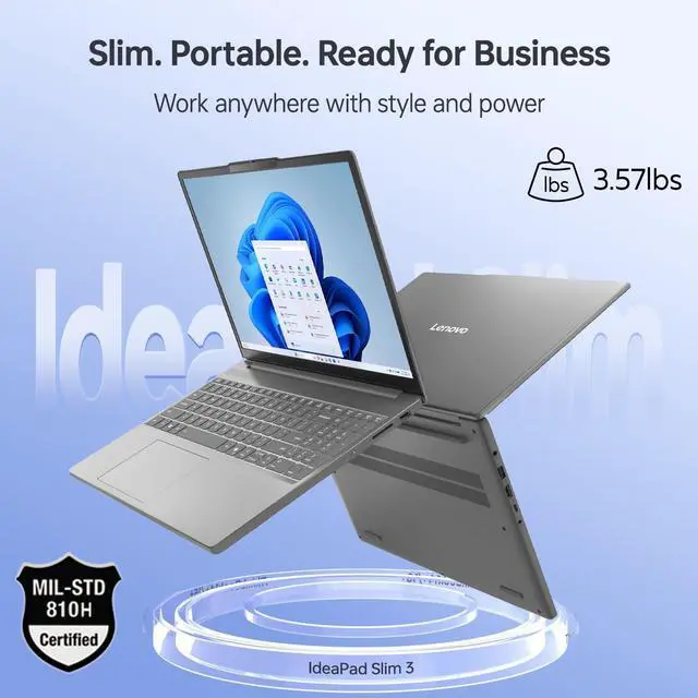 Alt view image 7 of 7 - Lenovo IdeaPad Slim 3 Business Laptop, 15.6" FHD, AMD Ryzen 7 5825U, 16GB Onboard RAM, 512GB SSD, Wi-Fi 6, Webcam, Backlit, W11 Pro, Copilot & AI ProductivityD